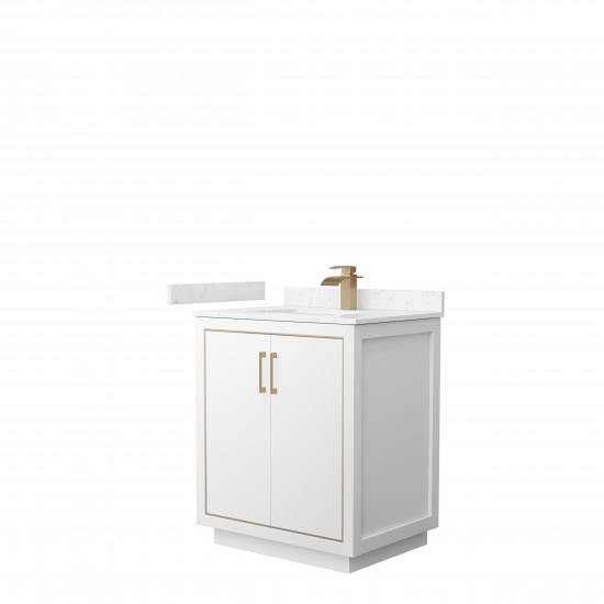 Icon 30" Single Vanity in White, Carrara Cultured Marble Top, Bronze Trim