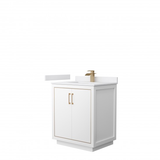 Icon 30" Single Vanity in White, White Cultured Marble Top, Bronze Trim