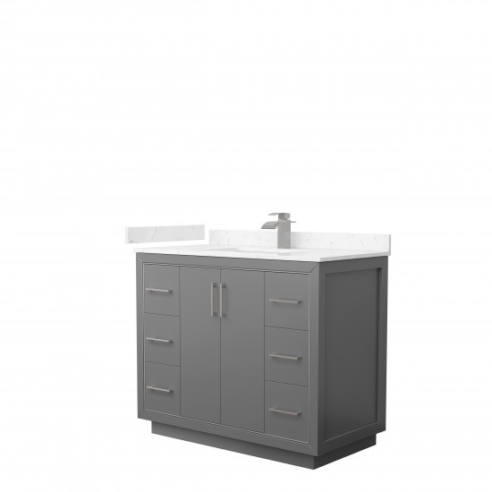 Icon 42" Single Vanity in Dark Gray, Carrara Cultured Marble Top, Nickel Trim