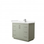 Icon 42" Single Vanity in Light Green, Carrara Cultured Marble Top, Nickel Trim