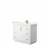 Icon 42" Single Vanity in White, Carrara Cultured Marble Top, Bronze Trim