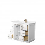 Icon 42" Single Vanity in White, Carrara Cultured Marble Top, Bronze Trim