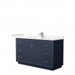 Icon 60" Single Vanity in Dark Blue, Carrara Cultured Marble Top, Nickel Trim