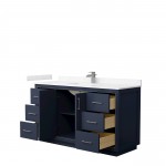 Icon 60" Single Vanity in Dark Blue, Carrara Cultured Marble Top, Nickel Trim