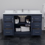 Icon 60" Single Vanity in Dark Blue, Carrara Cultured Marble Top, Nickel Trim