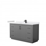 Icon 60" Single Vanity in Dark Gray, White Cultured Marble Top, Black Trim