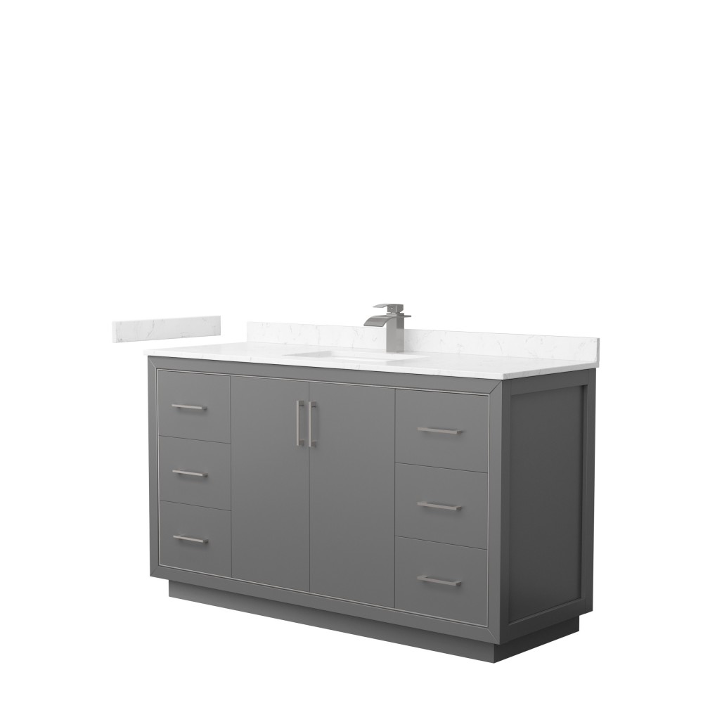 Icon 60" Single Vanity in Dark Gray, Carrara Cultured Marble Top, Nickel Trim