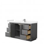 Icon 60" Single Vanity in Dark Gray, Carrara Cultured Marble Top, Nickel Trim