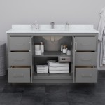 Icon 60" Single Vanity in Dark Gray, Carrara Cultured Marble Top, Nickel Trim