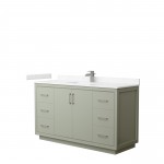 Icon 60" Single Vanity in Light Green, Carrara Cultured Marble Top, Nickel Trim