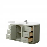 Icon 60" Single Vanity in Light Green, Carrara Cultured Marble Top, Nickel Trim