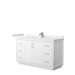 Icon 60" Single Vanity in White, White Cultured Marble Top, Nickel Trim