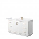 Icon 60" Single Vanity in White, Carrara Cultured Marble Top, Bronze Trim