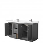 Icon 66" Double Vanity in Dark Gray, Carrara Cultured Marble Top, Nickel Trim