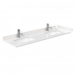 Icon 66" Double Vanity in White, Carrara Cultured Marble Top, Bronze Trim