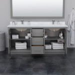 Icon 72" Double Vanity in Dark Gray, Carrara Cultured Marble Top, Black Trim