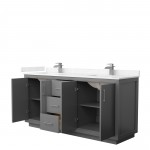 Icon 72" Double Vanity in Dark Gray, Carrara Cultured Marble Top, Nickel Trim