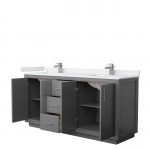 Icon 72" Double Vanity in Dark Gray, White Cultured Marble Top, Nickel Trim