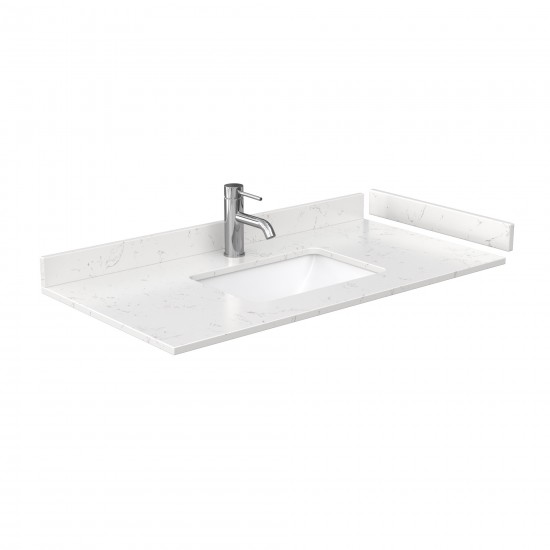 Icon 42" Single Vanity in White, Carrara Marble Top, Nickel Trim, 34" Mirror