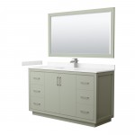 Icon 60" Light Green Single Vanity, Carrara Marble Top, Nickel Trim, 58" Mirror