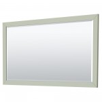 Icon 66" Double Vanity in Light Green, White Marble Top, Nickel Trim, 58" Mirror