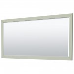 Icon 72" Double Vanity in Light Green, White Marble Top, Nickel Trim, 70" Mirror