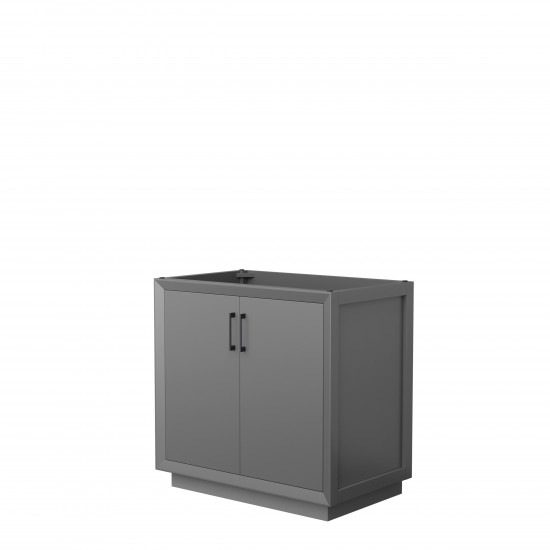 Strada 36 Inch Single Vanity in Dark Gray, No Countertop, Matte Black Trim