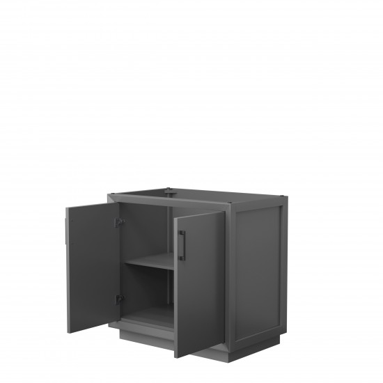 Strada 36 Inch Single Vanity in Dark Gray, No Countertop, Matte Black Trim