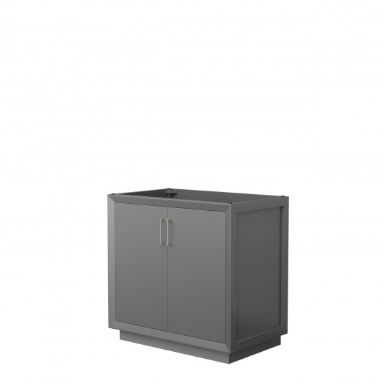 Strada 36 Inch Single Vanity in Dark Gray, No Countertop, Brushed Nickel Trim