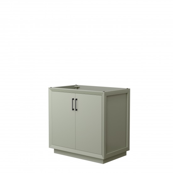 Strada 36 Inch Single Vanity in Light Green, No Countertop, Matte Black Trim