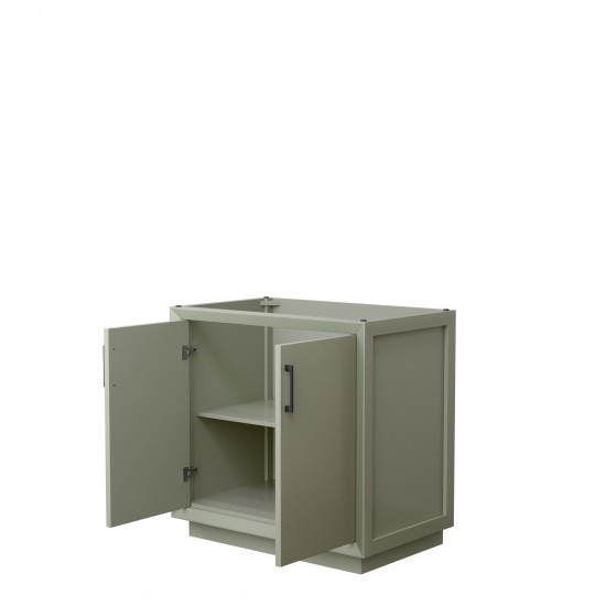 Strada 36 Inch Single Vanity in Light Green, No Countertop, Matte Black Trim