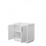 Strada 36 Inch Single Vanity in White, No Countertop, Matte Black Trim