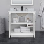 Strada 36 Inch Single Vanity in White, No Countertop, Matte Black Trim