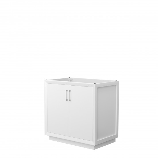 Strada 36 Inch Single Vanity in White, No Countertop, Brushed Nickel Trim