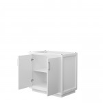 Strada 36 Inch Single Vanity in White, No Countertop, Brushed Nickel Trim