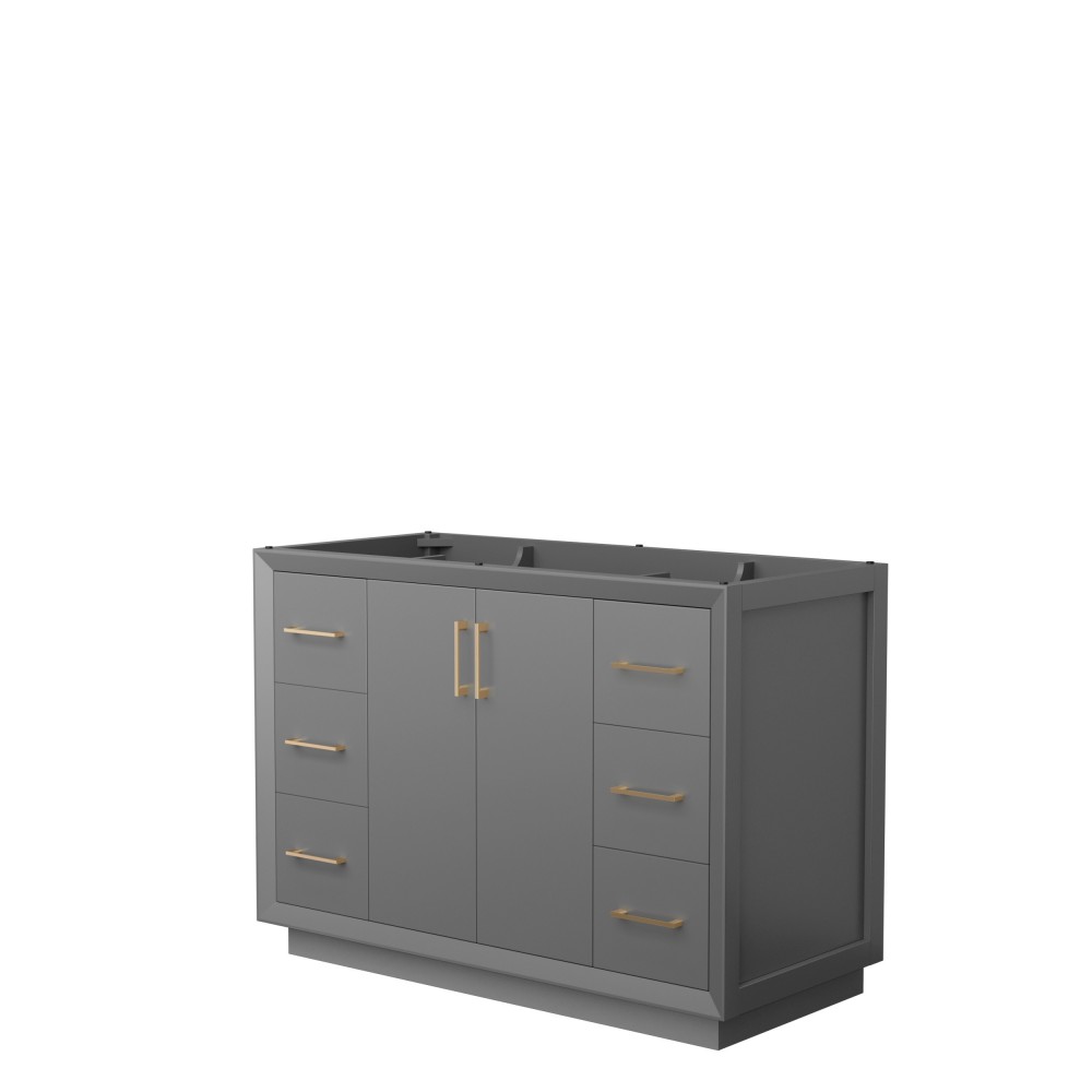 Strada 48 Inch Single Vanity in Dark Gray, No Countertop, Satin Bronze Trim Strada 48 Inch Single Vanity in Dark Gray, No Countertop, Satin Bronze Trim