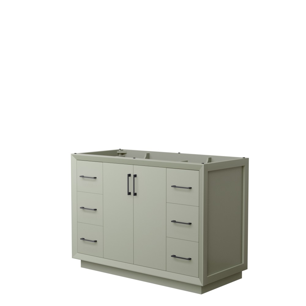 Strada 48 Inch Single Vanity in Light Green, No Countertop, Matte Black Trim