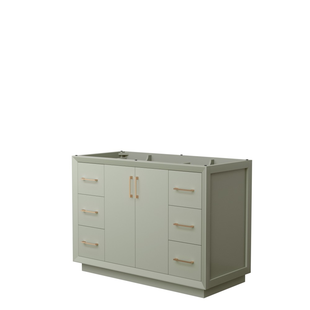 Strada 48 Inch Single Vanity in Light Green, No Countertop, Satin Bronze Trim