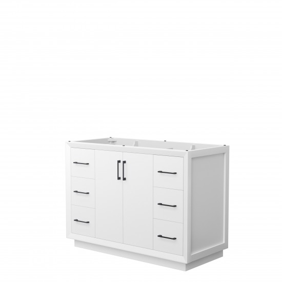 Strada 48 Inch Single Vanity in White, No Countertop, Matte Black Trim