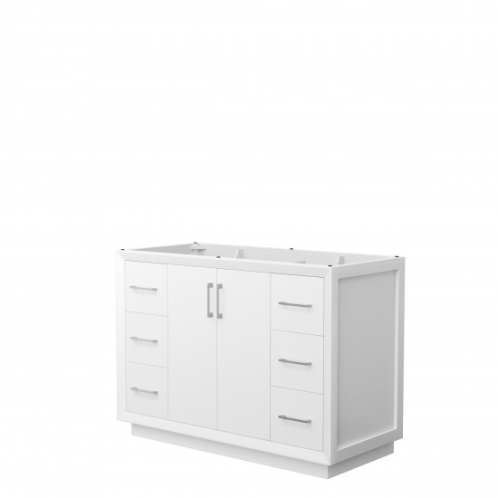 Strada 48 Inch Single Vanity in White, No Countertop, Brushed Nickel Trim