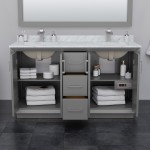 Strada 60 Inch Double Vanity in Dark Gray, No Countertop, Brushed Nickel Trim