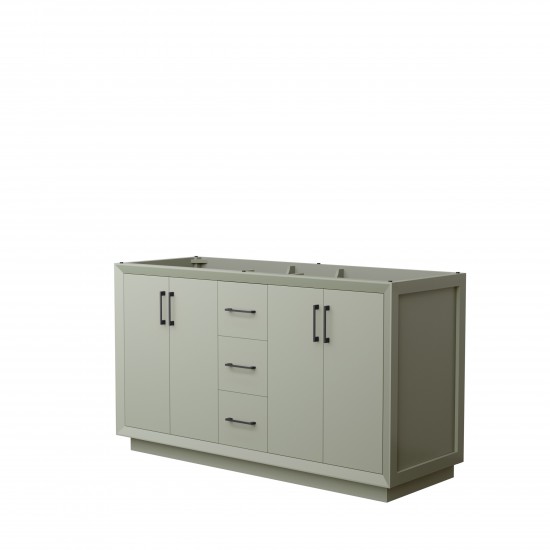 Strada 60 Inch Double Vanity in Light Green, No Countertop, Matte Black Trim