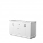 Strada 60 Inch Double Vanity in White, No Countertop, Brushed Nickel Trim