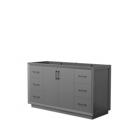 Strada 60 Inch Single Vanity in Dark Gray, No Countertop, Matte Black Trim