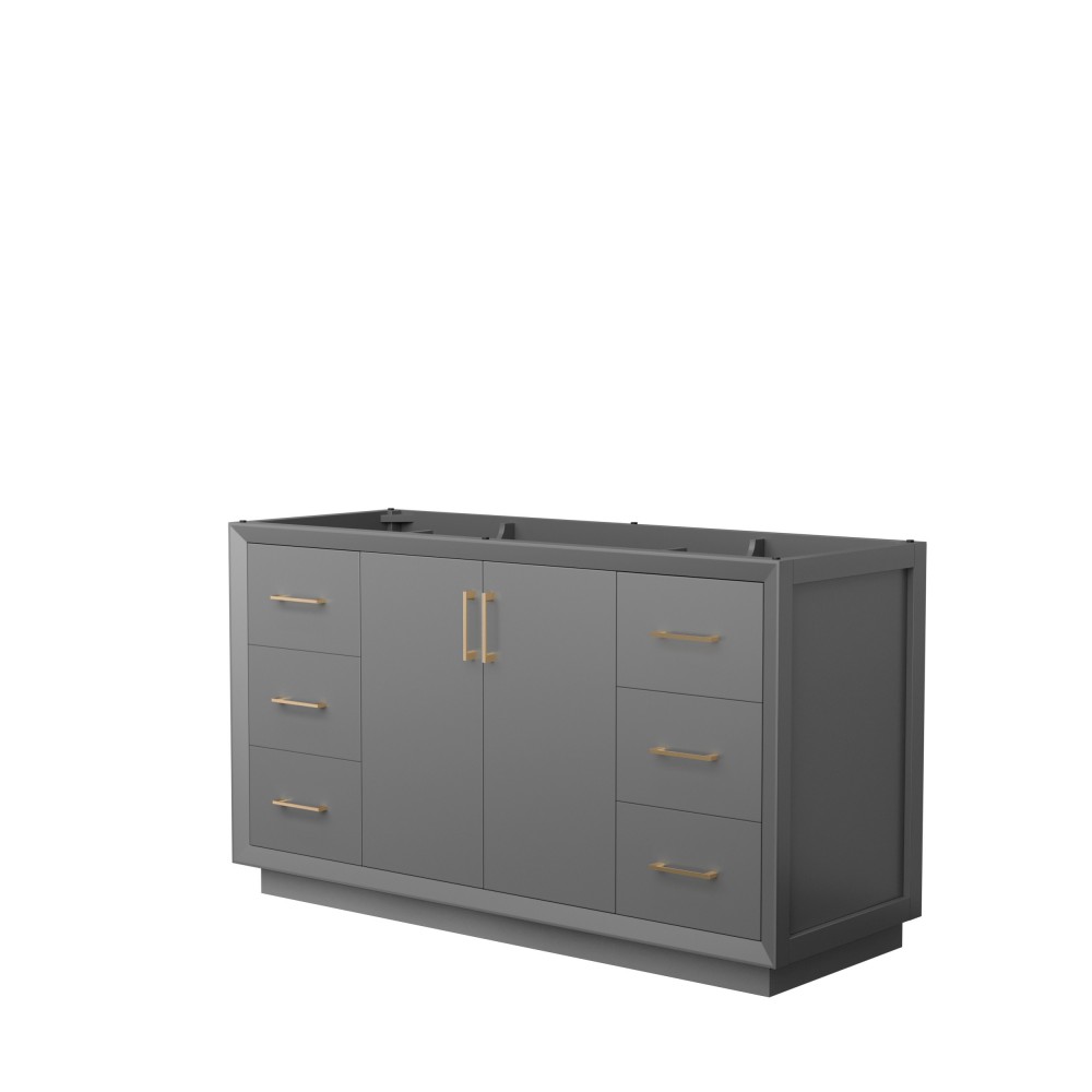 Strada 60 Inch Single Vanity in Dark Gray, No Countertop, Satin Bronze Trim