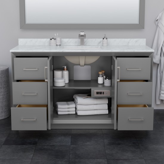 Strada 60 Inch Single Vanity in Dark Gray, No Countertop, Satin Bronze Trim