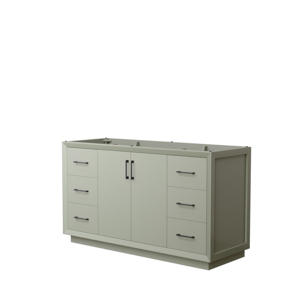 Strada 60 Inch Single Vanity in Light Green, No Countertop, Matte Black Trim