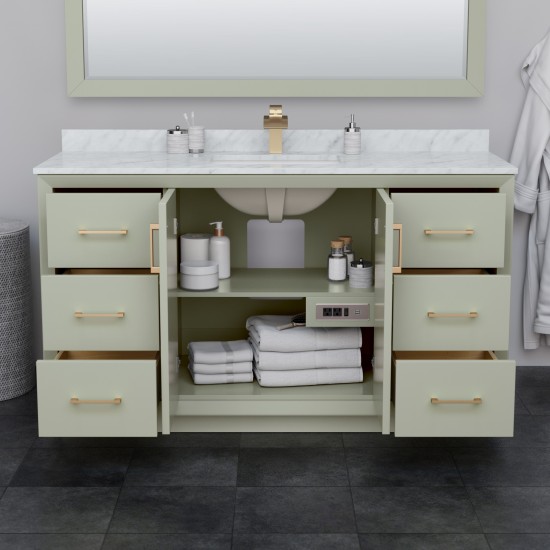 Strada 60 Inch Single Vanity in Light Green, No Countertop, Matte Black Trim