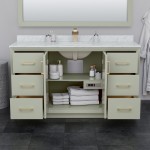 Strada 60 Inch Single Vanity in Light Green, No Countertop, Satin Bronze Trim