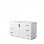 Strada 60 Inch Single Vanity in White, No Countertop, Matte Black Trim